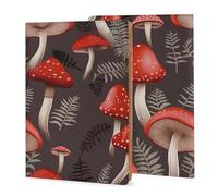 A5 Notebook Cover Leather Red Mushrooms Printed, Refillable Premium PU Leather Journal Cover 5x8in, Hardcover Case Protector for 5.6x8.1in Diary - Reusable Gift