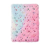 A5 Notebook Cute Plush Fluffy Covered Diary Notepad Gradient Colored Softcover for Girls Embroidery Private Writing Drawing Note Taking Journal A5 Lined 80 Pages Gift for Kids Birthday Christmas