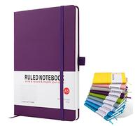 A5 Notebook, Journal Note Pad 200 Pages 80 GSM Journal Notebook Hardback Notepad with Lined Pages Composition Notebooks, Pen Loop and Expandable Paper Pocket, Journal Notepad Note Book- Purple