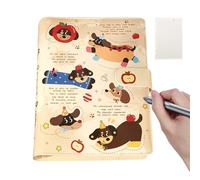 A5 Notebook, Journal Notebooks, Leather Cover Cute Cartoon Binder Paper 60 Sheets - Students Learning Stationery, Refillable Homework Book for Children Adults