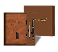 A5 Notebook Lined Journal with Divider, 300-Page Hardcover Leather Journal with Pockets, 100gsm Thick Notepad, Ruled Notebook with Pen & Gift Box School, Office, Business Travel, for Men Women（Brown）