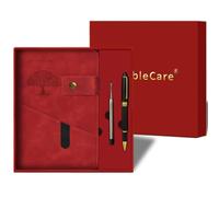 A5 Notebook Lined Journal with Divider, 300-Page Hardcover Leather Journal with Pockets, 100gsm Thick Notepad, Ruled Notebook with Pen & Gift Box School, Office, Business Travel, for Men Women（Red）