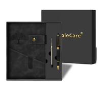 A5 Notebook Lined Journal with Divider, 300-Page Hardcover Leather Journal with Pockets, 100gsm Thick Notepad, Ruled Notebook with Pen & Gift Box School, Office, Business Travel, for Men Women（Black）