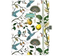 A5 Notebook - Notebook A5 with Elastic Closure, Pen Holder, 13.97 cm x 21.34 cm, Hardcover Journal,Lemon Bird