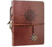 A5 Notebook -WENTS Leather Journal Vintage Refillable Sketchbook Travel Diary with Elastic Closure, Christmas Valentines Gifts Birthday Wedding Anniversary Presents for Man Women Kids, Watch Brown