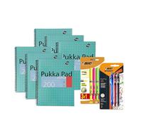 A5 Notebooks 6x & Gel Pens 3x & Highlighters 4x for Office, School Pukka Multi One Size