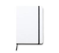 A5 Notepad (Pack of 25) Hard Covers Made with RPET 600D White Cover and Back Cover 100 Plain Pages with Elastic Band and Bookmark Designed for Sublimation