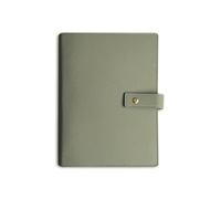 A5 O-Ring Ringbinder Notebook Refillable & Matching Pen, Textured PU Leather Cover, Available in Black, Latte, Salmon, Cream, Olive (Salmon)