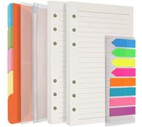 A5 Paper Refill 2 Pack 180 Lined Pages 5 Colored Binder Dividers 160 Sticky Neon Index Flags with Ruler 2 A5 Binder Pockets for 6 Ring Refillable A5 Binder Notebook Journal Planner