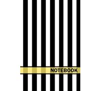 A5 paperback notebook with a matte black and white striped finish. Includes lined pages