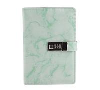 A5 Password Lock Notebook PU Leather Cover Diary Notepad with 3 Digit Security Lock Stylish Marbled Design Cream Colored Paper for Office School Work Travel Planner Pink Green 100 (Green-Marble Code