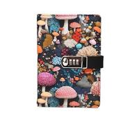A5 Password Notebook Flower Diary with Lock Girls Journals 260 Pages Lined School Stationery Office Notes Lockable Diary(Mushroom)