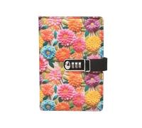 A5 Password Notebook Flower Diary with Lock Girls Journals 260 Pages Lined School Stationery Office Notes Lockable Diary(Flower C)
