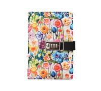 A5 Password Notebook Flower Diary with Lock Girls Journals 260 Pages Lined School Stationery Office Notes Lockable Diary(Flower A)