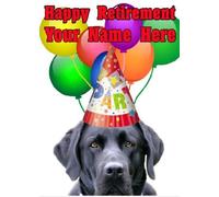 A5 Personalised Black Labrador Dog Happy Retirement Card refPID747