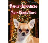 A5 Personalised Chihuahua Christmas Tree Card ANY NAME Xmas PIDXM572
