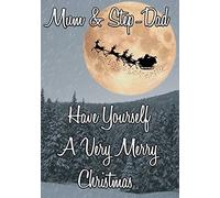 A5 Personalised Christmas Baubles Card Mum & Step-Dad ref PIDXM3 crimbo season greeting xmas