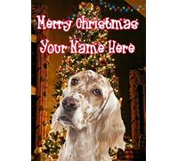 A5 Personalised English Setter Christmas Tree Card ANY NAME Xmas PIDOA802