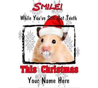 A5 Personalised Greeting Card Hamster Teeth Smile Xmas Christmas ca1