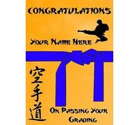 A5 Personalised Karate Judo Taekwondo Grading Blue Belt Congratulations Card refPDS59
