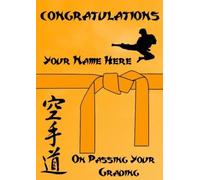A5 Personalised Karate Judo Taekwondo Grading Orange Belt Congratulations Card refPDS57