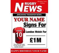 A5 Personalised LONDON WELSH Rugby Birthday Card, Any Name and Age