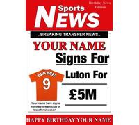 A5 Personalised LUTON Football Birthday Card, Any Name and Age