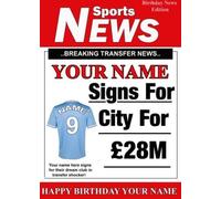 A5 Personalised MAN. CITY Football Anniversary Card, Any Name and Age