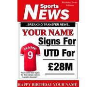 A5 Personalised MAN U. Football Anniversary Card, Any Name and Age