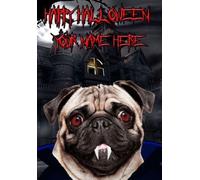 A5 Personalised Pug Dog Halloween Card refPIDH6