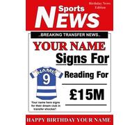 A5 Personalised READING Football Birthday Card, Any Name and Age