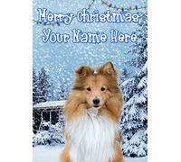 A5 Personalised Shetland Sheepdog Christmas Card ANY NAME Xmas PIDOA34