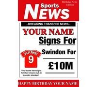 A5 Personalised SWINDON Football Birthday Card, Any Name and Age