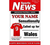 A5 Personalised WALES Football Birthday Card, Any Name and Age