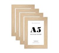 A5 Photo Frame, Display A5 Pictures (14.8 x 21cm - 5.8 x 8.3in) Picture Frame for wall Display - Oak - 4 Pack