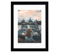 A5 Photo Frame Gallery Picture frame with A6 mat,Freestanding and Wall Mountable,Black