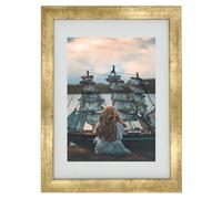 A5 Photo Frame Gallery Picture frame with A6 mat,Freestanding and Wall Mountable,Gold