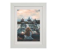 A5 Photo Frame Gallery Picture frame with A6 mat,Freestanding and Wall Mountable,White