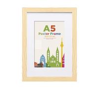 A5 Picture Frame with 6x4 Mount, Wooden 14.8 x 21 cm Frames Featuring Clear Plexiglass for Table and Wall Mounting, Perfect for Portrait, Home, Office,Natural