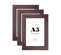 A5 Picture Frame With Mount For A6 or A5 Without Mount - Wide Molding - Pre-Installed Wall Mounting and Kickstand, Walnut, 3 Pack