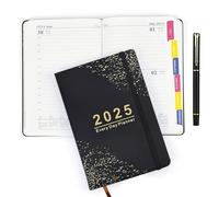 A5 Planner, 2025 Weekly Planner from January to December, Academic Diary with Stickers, Every Day Planner, 156Sheets/312 Pages, 2025 A5 Diary Week to View,21 * 14cm, Black