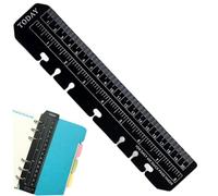 A5 Planner Accessories, Plastic Page Marker Binder Ruler Pouch Pagefinder Measuring Bookmark Ruler Snap-in Binder for A5 Size 6-Hole Notebook (Black), for