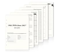 A5 Planner Inserts, 2026-2027 Mid Year Diary A5 Page A Day 6 Hole Refill