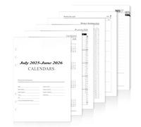 A5 Planner Inserts, 25-26 Middle Diary A5 Page A Day, 365 Days Notebook Refill, 6 Hole Diary Inserts July.2025 to June.2026 with Contact Pages and Notes for Refillable Binder