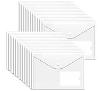 A5 Plastic Wallets Clear (30Pack)- Plastic Folders Popper Wallet Document Folder with Pocket