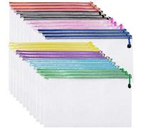 A5 Plastic Wallets Folder A5 Zip Wallets Zip Lock Bags Zipped Bag - 24 Packs (8 Colours)