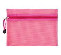 A5 Plastic Wallets Folders, Document Zipper Bags A5 Zipper Bags Clear Pencil Case Mesh Document Wallet A5 Zip Wallets Zip Locked Bags File Storage Bag for School Travel Office (Pink) (24)