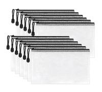 A5 Plastic Zip Wallet 10pcs Zip Document Wallets Files Folders A5 Mesh Zipper Pouches Bags Clear Ziplock Pockets Waterproof for Office School Home