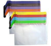 A5 Plastic Zip Wallet Folder Set - 24 PCS Mesh Document Bags in 8 Colors, Extra Thick Puzzle Storage