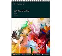 A5 Premium Spiral Bound Sketch Pad 170 GSM Heavyweight Paper, 60 Sheets, Top Wire Bound Drawing Pad for Sketching, Pencil, Charcoal, Ink, Marker & Mixed Media Art